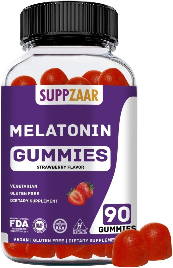 Melatonine Gummies. Melatonine 5mg Slaap Gummies voor Betere Slaap, Energie & Focus. Volwassenen en kinderen Melatonine Gummy: Non-Habit vorming, Non-GMO, Glutenvrij, Gelatinevrij. 90 Gummies