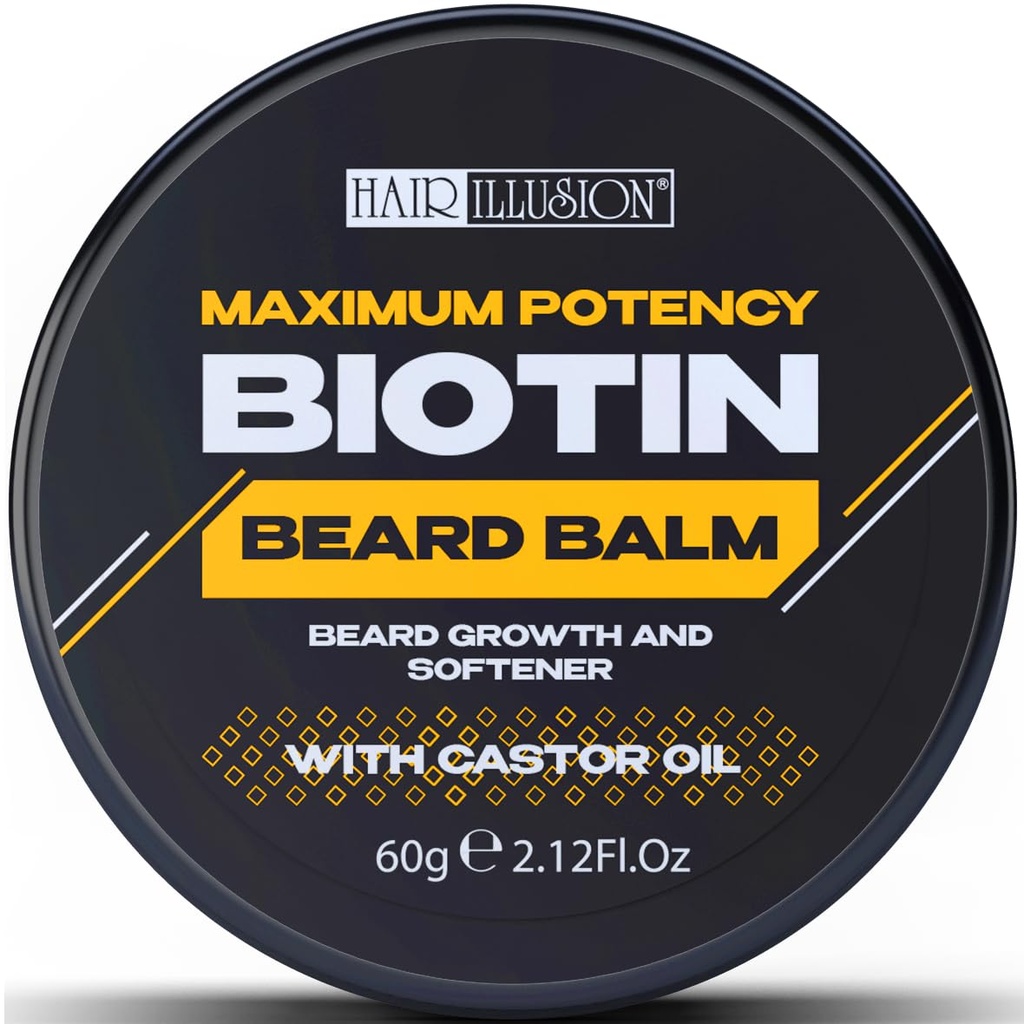 Hair Illusion MAXIMUM POTENCY BIOTIN baard Balsem voor baardgroei en verzachtende, zwart