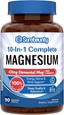 Magnesium Complex, 10-in-1 Formule, 420mg Elemental Mag Per Serving, Magnesium Glycinate, Malate, Citrate, Hoge Absorptie, Bot & Relaxation, 90 Caps