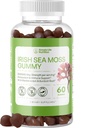 Biologische Irish Sea Moss Gummies - Burdock Root and Bladderwrack Natural Blend - Immune System Gut Cleanse & Thyroid Supplement - Skin and Nail Health - 60CT