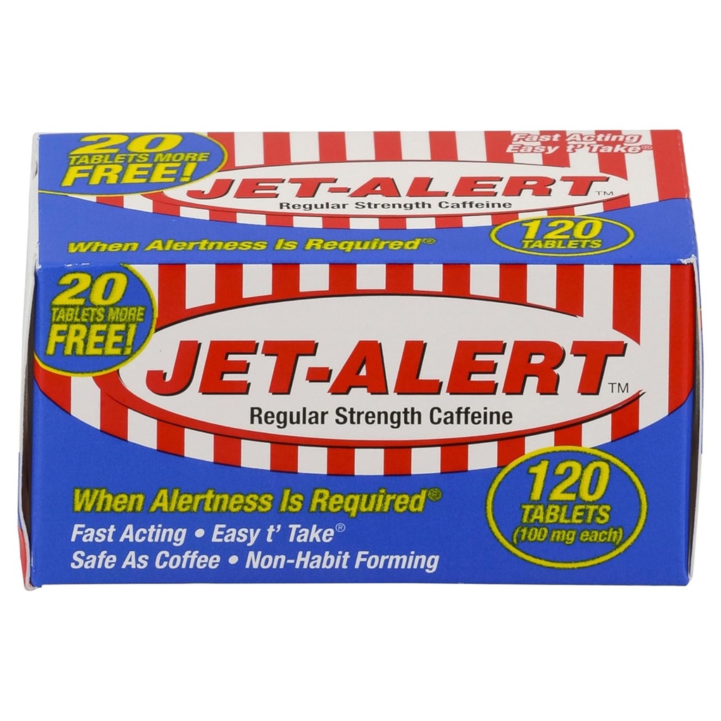 Jet-Alert Regular Strength Cafeïne 100 mg tabletten, Value Size, 120 Tellen (verpakking van 3)