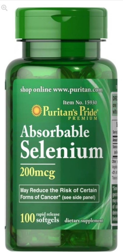 Puritanen Pride Selenium 200 mcg Tabletten, 100 Tellen