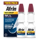 AFRIN No Drip Night Nasal Mist Twin Pack, Non-Drowsy, Snelwerkende Decongestant voor rustgevende slaap met kamille geur, volwassenen en kinderen 6 en ouder, .5 fl oz (Pack of 2)