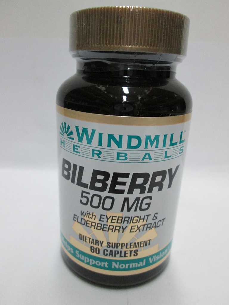 Windmolen Bilberry 500 Mg Capsules ondersteunt normaal zicht - 60 Ea