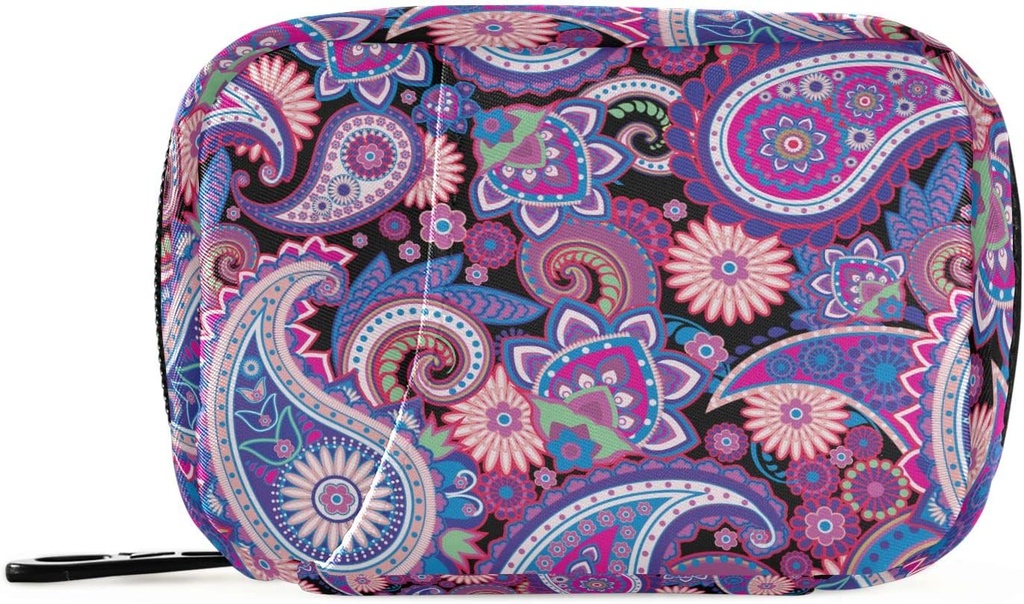 Naanle Traditionele Paisley Bloemen Pill Box 7 Day Case Travel Organizer Tas met rits Floral draagbare Wekelijkse Compacte grootte voor vitamine supplement houder, 4.6 x 3,14 x 1,88 Inch, Paars