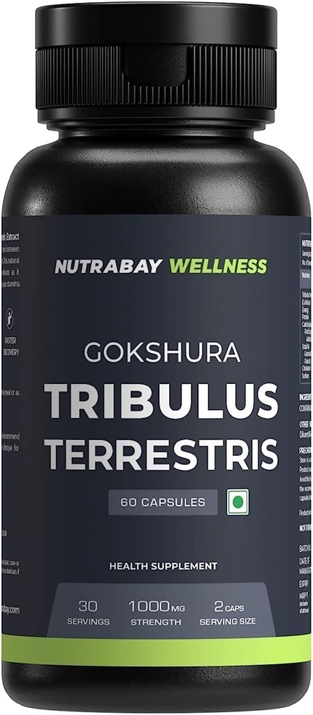 Wellness Tribulus Terrestries (Gokshura) - Natuurlijke ondersteuning voor energie, prestaties en uithoudingsvermogen en spiergroei - 1000mg, 60 Veg Capsules