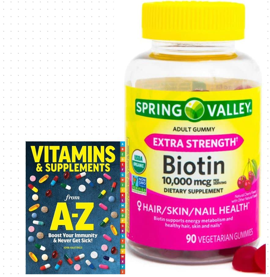 Spring Valley Biotin 10.000 mcg Vegetarische Gummy Supplement, 90ct +Betere Gids Vitaminen Supplementen