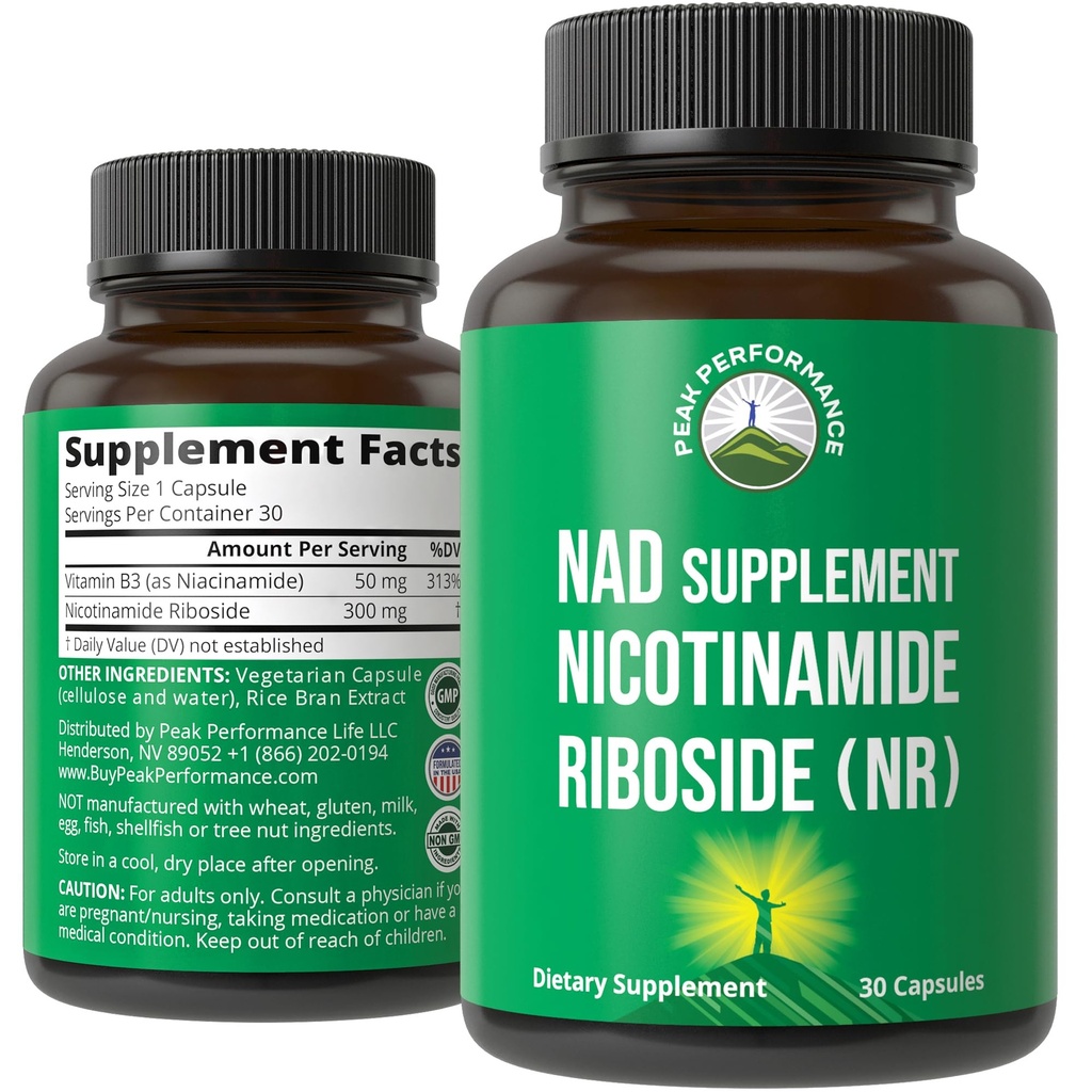 Nicotinamide Riboside NR Supplement. NMN alternatieve NAD-supplement + Niacinamide voor NAD+ niveaus als we ouder worden. derde partij getest, non-GMO, glutenvrij, Vegan NR vitaminesupplementen voor vrouwen en mannen