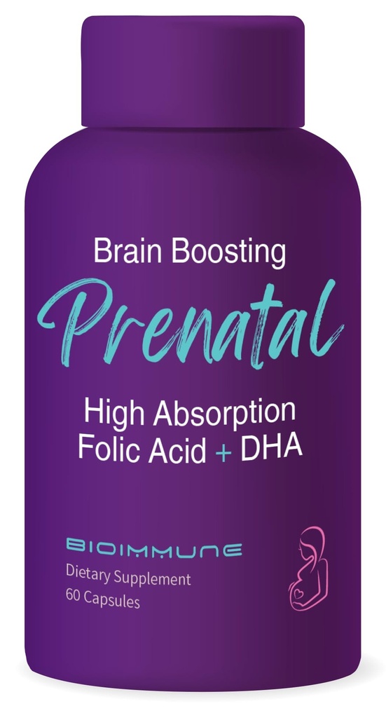 Ultra Strength Bio-Beschikbare Prenatale Vitaminen voor Vrouwen, Natuurlijk voorkomend Methylated Folaat Foliumzuur, DHA Omega 3. Ondersteunt Hersenontwikkeling, gezonde foetusontwikkeling