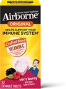 Airborne 1000mg Vitamine C Kauwtabletten met zink, Immuun Ondersteuning Supplement met krachtige antioxidanten Vitaminen A C & E - 32 Kauwtabletten, Zeer Berry smaak