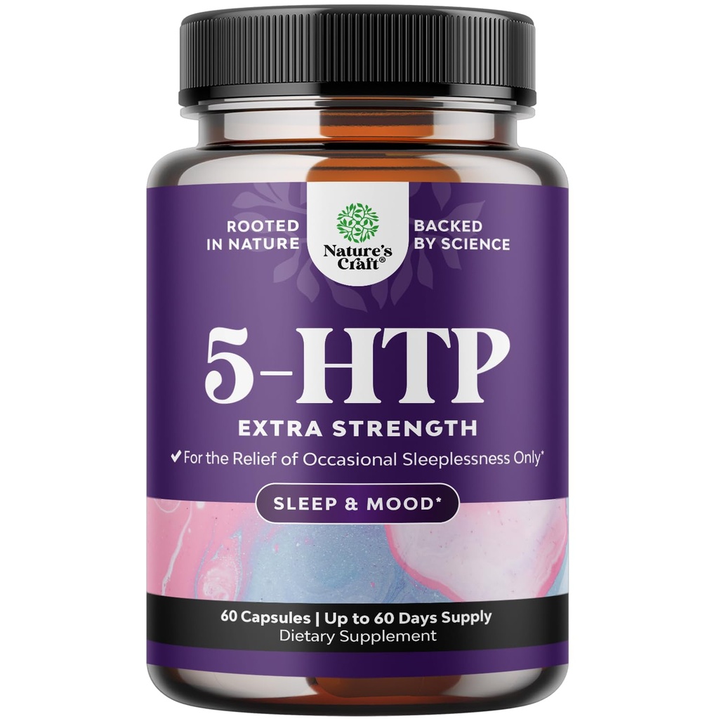 5 HTP Supplement 5-Hydroxytryptofaan - 5HTP 100mg per Serving Gentle Herbal Sleep and Mood Enhancer - 5-HTP 100 mg per Serving Mood Supplement and Slaap Support Capsules from Griffonia Simplicifolia