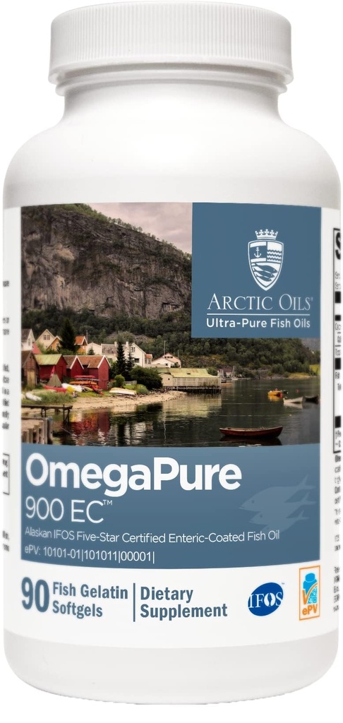 XYMOGEN OmegaPure 900 EC - Alaskan IFOS Five-Star Certified Omega 3 Fish Oil - EPA DHA Fish Oil Supplement- Ondersteunt Cardiovasculaire en hersengezondheid (90 Enteric-Coated Softgels)