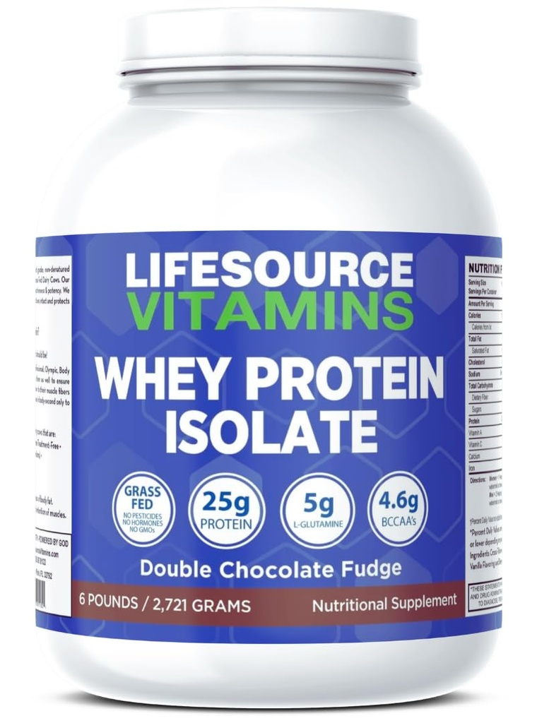LifeSource Vitaminen 6 lb - US Dairy Cows Grass Fed Whey Proteine Isolaat - Dubbele chocolade Fudge gezoet met Stevia