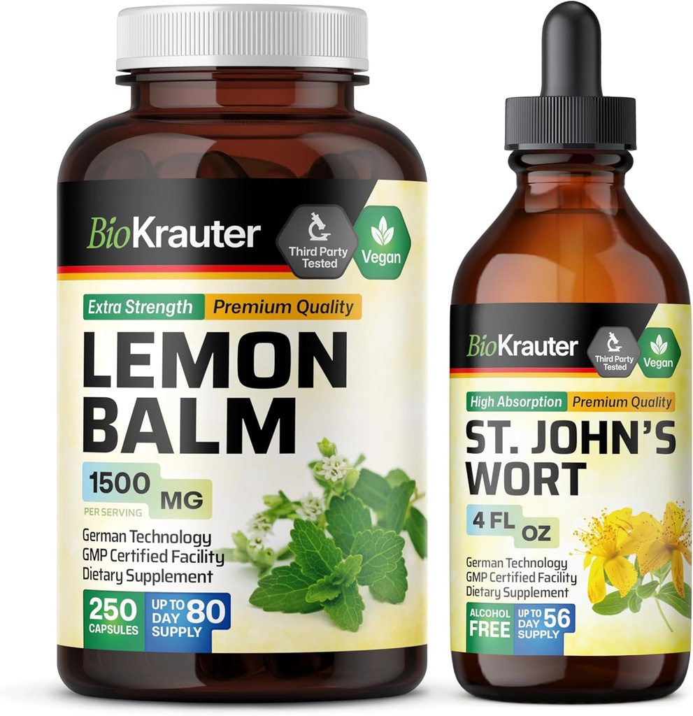 BIO KRAUTER Lemon Balm 250 Capsules & St. John