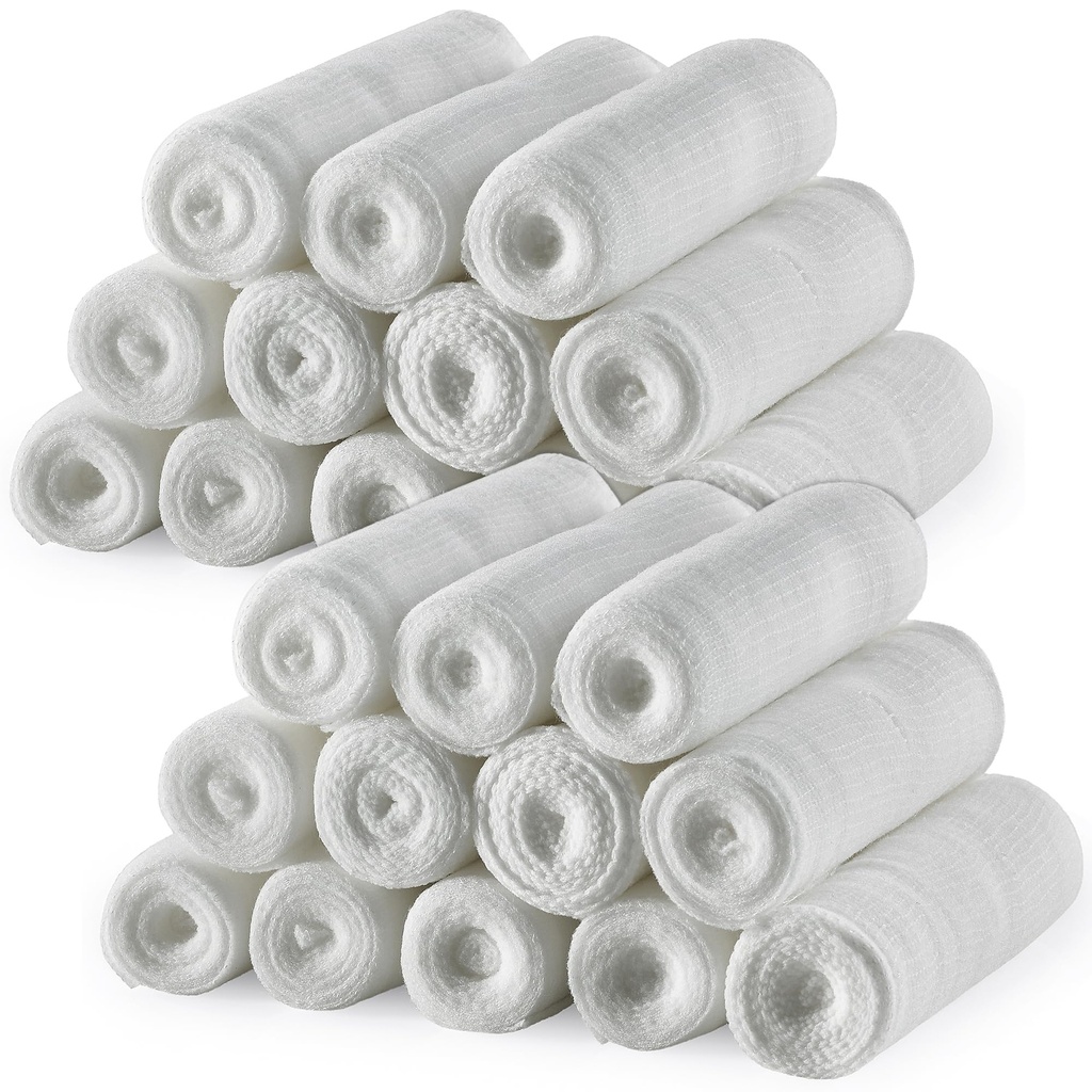 MEDca Gauze Bandage Rolls - 24 Pack, 3-inch x 4.1 Yards, Medical Grade Gauze en Stretch Bandage voor Wond Dressing en EHBO Kit