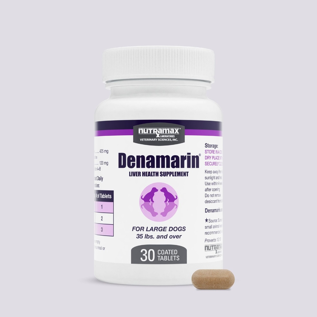 Nutramax Laboratories Denamarin Liver Health Supplement for Large Dogs - with S-Adenosylmethionine (SAMe) and Silybin, 30 Tablets(pack of 1)