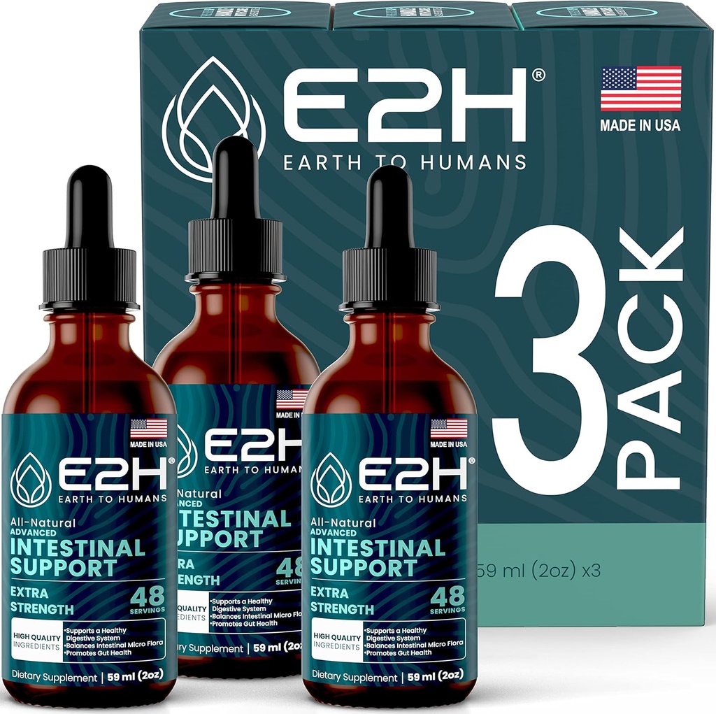 E2H Advanced Intestinal Support - Ondersteunt Intestinal Balance and Gut Health -Wormwood and Black Walnut Extract - Non-GMO, Vegan - (3 flessen)