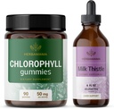 HERBAMAMA Chlorofyl en Milk Thistle Kit - bundel van 50 mg Chlorofyl Gummies & Milk Thistle Extract Tinctuur 4 fl oz - Vegan, Non-GMO, Sugar & Alcohol-Free - 2 Pack