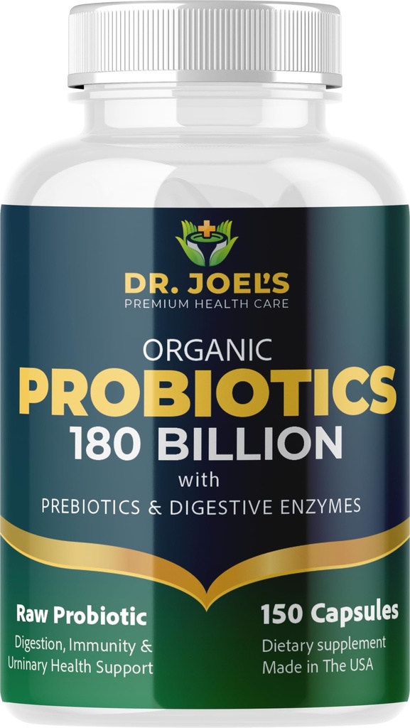 Biologische Probiotica 180 Miljard CFU - 40 Strains Vegan Probiotica + Prebiotica + Digestieve Enzymen - Gut & Immune Health - 100% Pure, Maximale Potentie & Plank Stable - Made in the USA