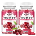 Vitamine B12 Gummies - 5000 mcg Methylcobalamine met ijzer, vitamine C, D3 & Folaat, energie Ondersteuning en Metabolisme, Immune, B-12 Complex Kauwbare Supplement voor mannen en vrouwen, 120 Telling, 2 Pack