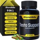 Blend&Be Testo Support, All-in-ONE Kruidendieetsupplement Tongkat Ali, Fenegriek, Ginseng, Maca, Ashwagandha, Spirulina Tribulus, Black Seed en Kaneel.+ ★Free E-Book ★