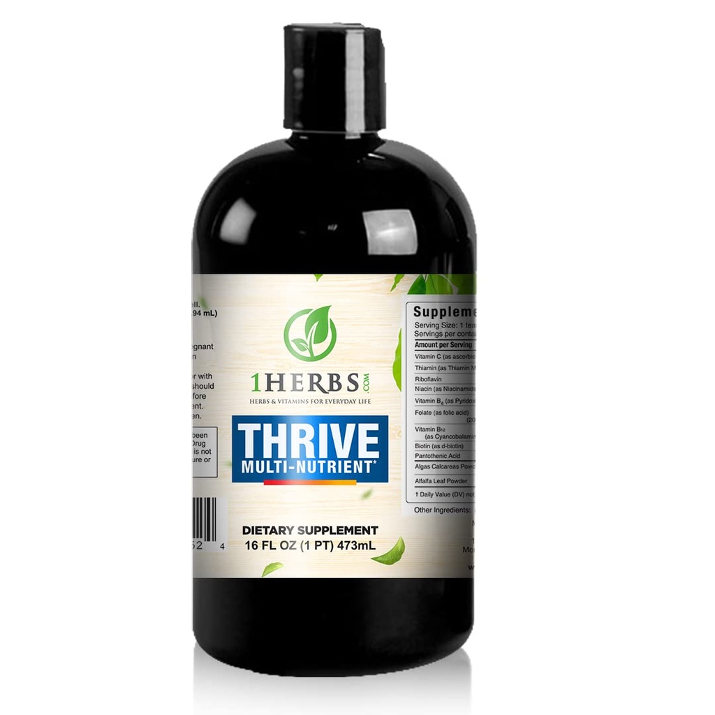Thrive Liquid Multivitamin Multi Nutrient Supplement – High Potency 8 in 1 Vitamin B Complex Liquid Vitamins & Minerals – Daily Energy Metabolism Immune Support for Men Women – Alcohol Free 16oz