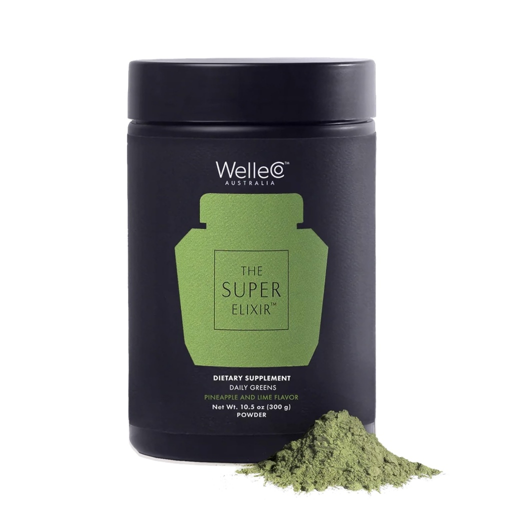 WelleCo The Super Elixir Daily Greens Powder, Probiotic Drink Mix with Whole Foods, Glutenvrij, Vegan Gut Health Powder, Energy, Immunity, Healthy Skin, Hair & Nails (Jar, Ananas & Lime Jar)