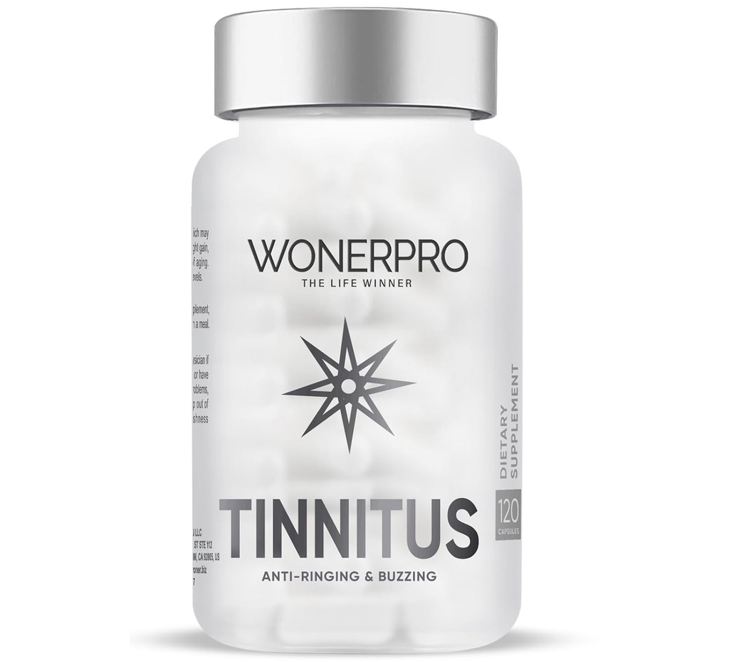 Tinnitus Relief for Ringing Ears, 120 Capsules Oorgezondheid Vitaminen Ondersteunt gehoorverlies en vermindert Ringing in de oren voor mannen en vrouwen