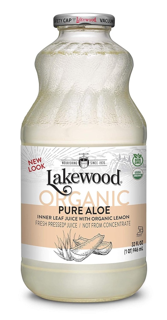 Lakewood Organic Pure Aloë Inner Leaf, Fresh Pressed, 32 Fl Oz, Pack of 6