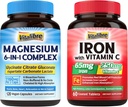 IJzersupplement met vitamine C 60 tabletten & 6 in 1 Magnesium Complex Supplement 120 capsules