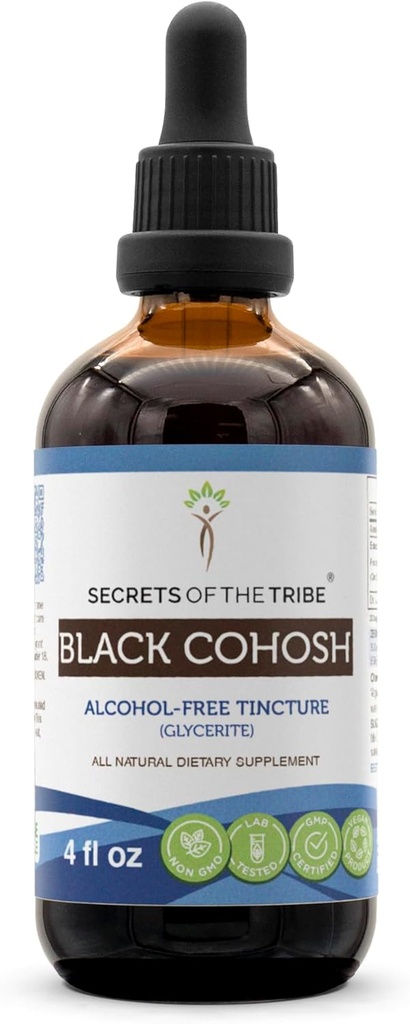 Geheimen van de Stam Black Cohosh Tinctuur Alcoholvrije Extract, High-Potency Kruidendruppels, Tinctuur Gemaakt van Responsible gekweekte Zwarte Cohosh (Cimicifuga Racemosa) Gedroogde Wortel 4 oz