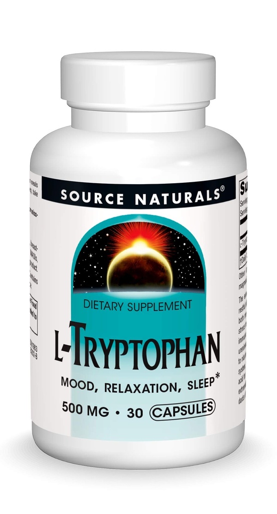 Bron Naturals L-Tryptofaan, voor Mood, Ontspanning en Slaap*, 500mg - 30 Capsules