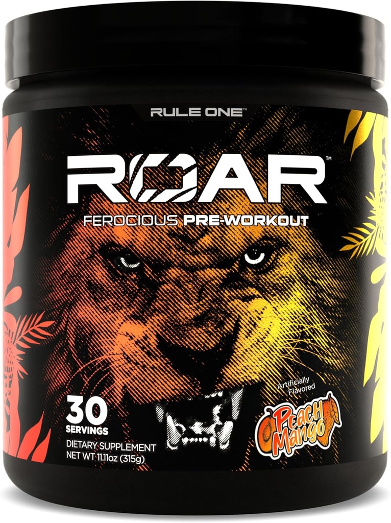 Artikel 1 R1 Roar - Pre-Workout Powder with Creatine, Beta-Alanine, Citrulline, Electrolytes & Cafeine (30 Servers, Peach Mango)
