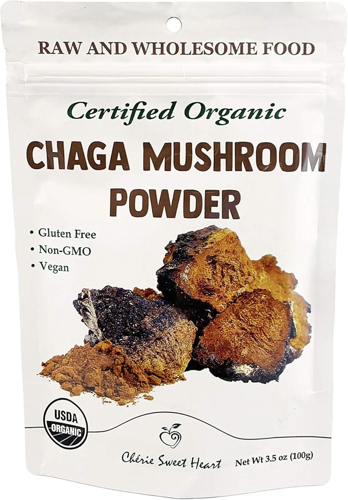 Cherie Sweet Heart Biologische Chaga paddopoeder - 100% puur, USDA Certified Organic - 3,5 oz