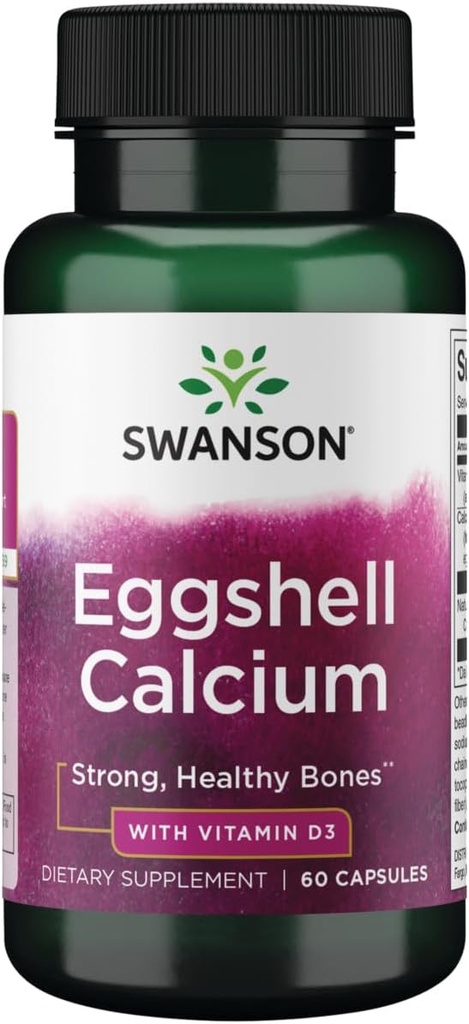 Swanson Eierschaal Calcium met vitamine D-3 60 capsules