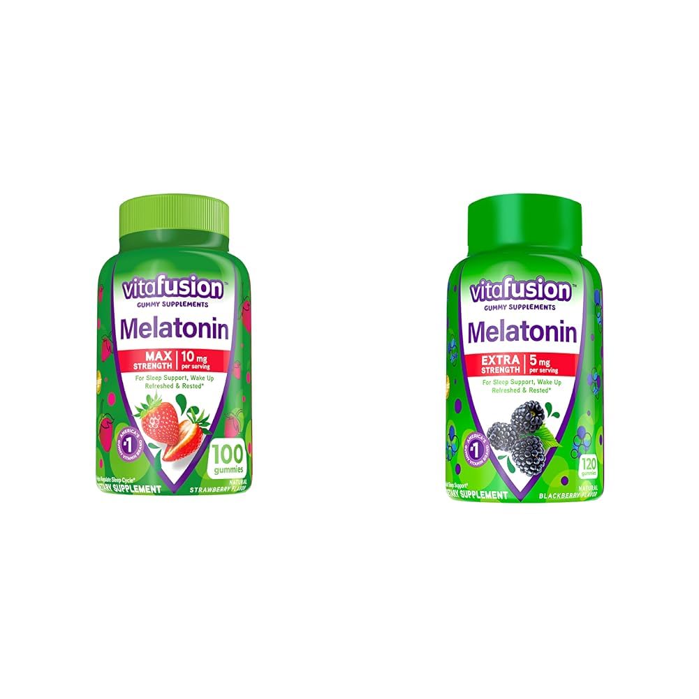 Vitafusion Max Strength Melatonine Gummy Supplementen & Extra Strength Melatonine Gummy Vitaminen, 5mg, 120 ct Gummies
