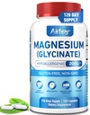 Airboy Magnesium Glycinate 200 mg, Beste Magnesium Glycinate voor Slaap,120 Vegan kleine capsules, Hoge Absorptie Ondersteuning Ontspanning, Slaap en Kalm Mood,Non-GMO en Geen Gluten