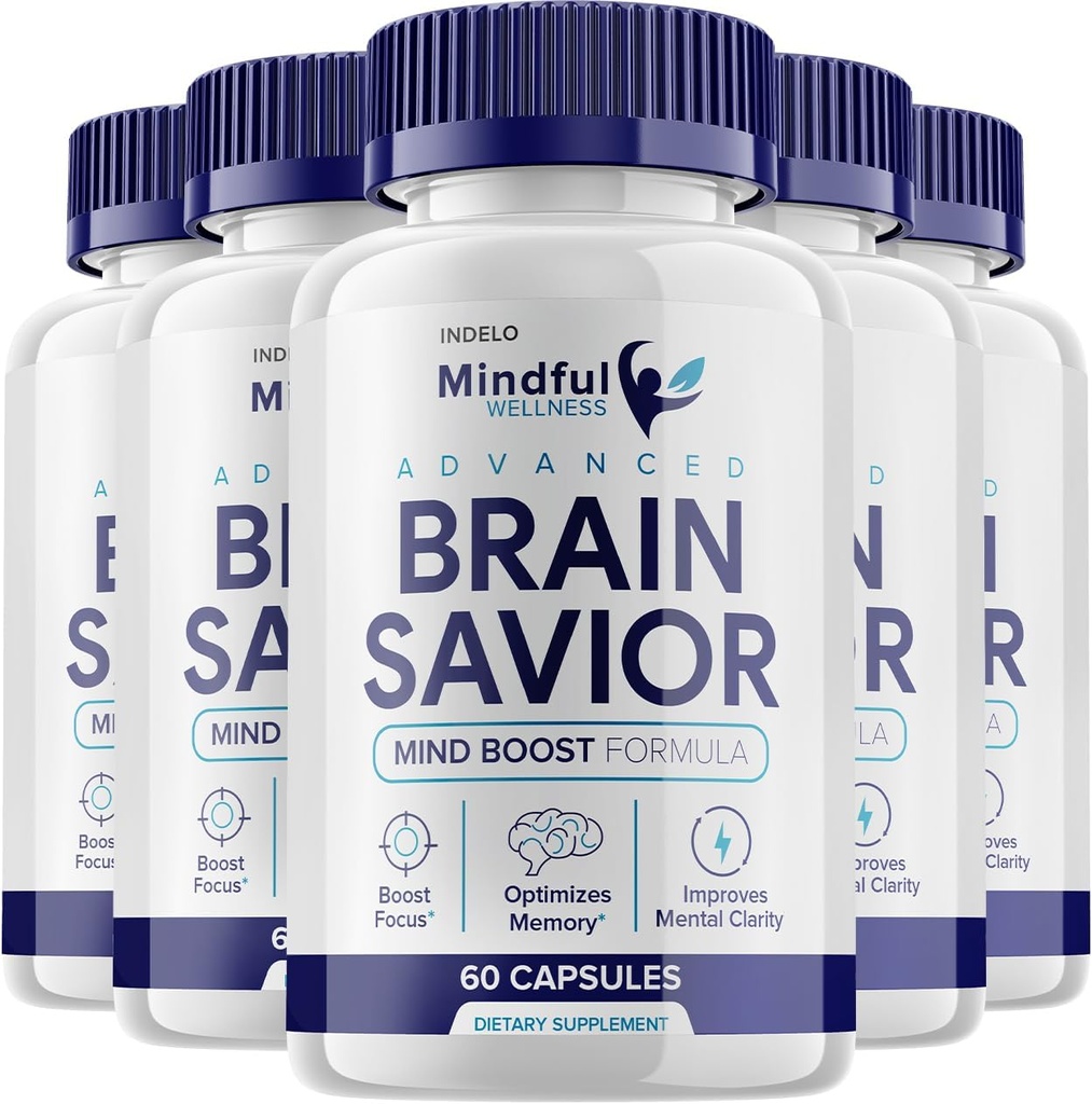 (5 Pack) Mindful Wellness Advanced Brain Savior Capsules Pillen, Hersenredder Mind Boost Supplement voor cognitie en focus, Hersenredder Reviews, Mindful Wellness Brain Pill Supplement (300 Capsules)