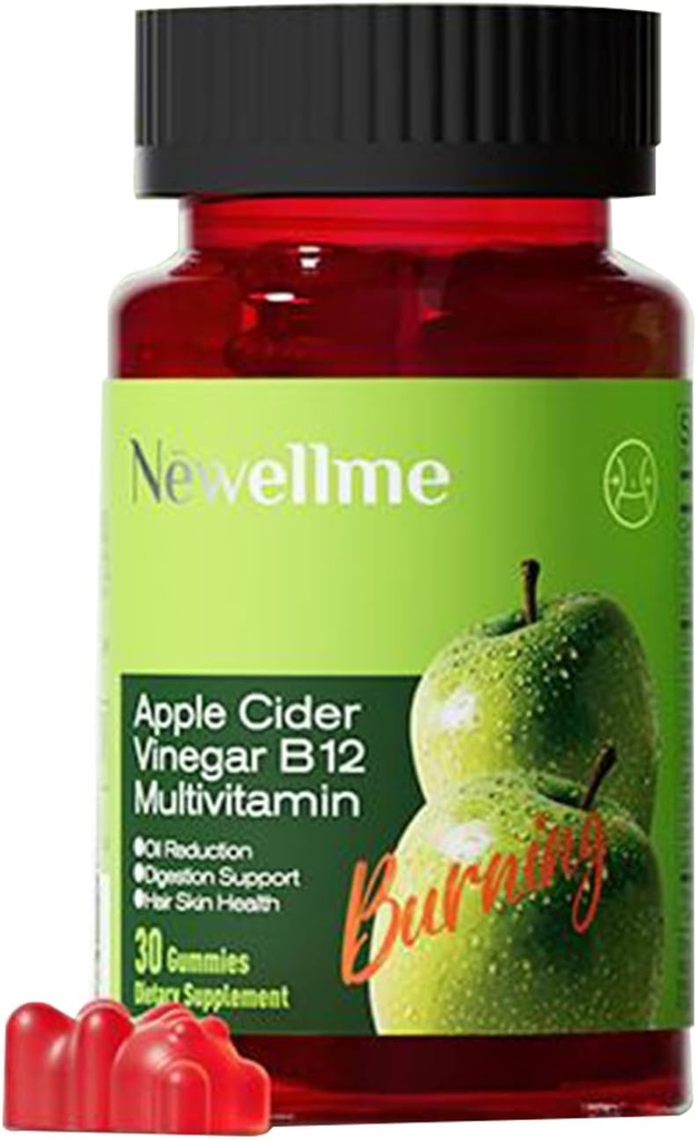 MONTUE Apple Cider Vinegar Gummies B12 Multivitamine,ACV supplement Gummy Vitaminen,Niet GGO, Vegetarisch Supplement voor vrouwen en mannen,Ondersteuning normale energieniveaus & Gut Health Gummies (30 Gummies)