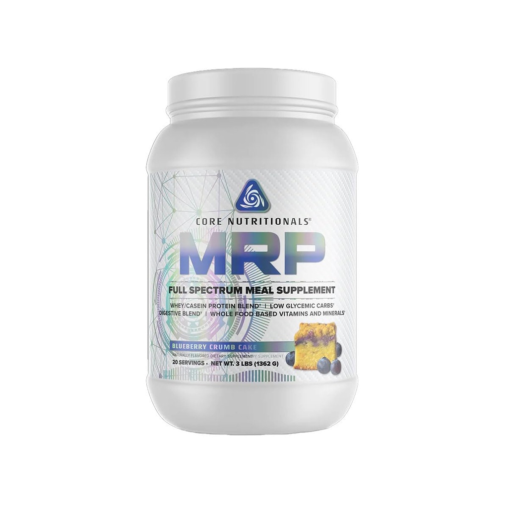 Core Nutritionals Platinum MRP Volledige Spectrum Maaltijd Vervanging, Sustained Release voor alle dagen Aminozuur Ondersteuning, 27G Proteïne, 20 Servers (Blueberry Crumb Cake)