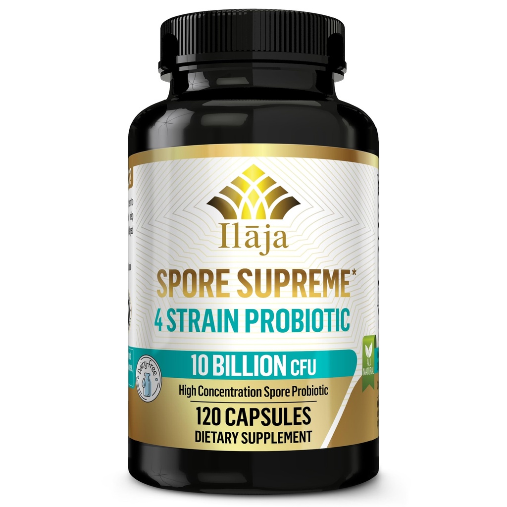 Spore Supreme Spore Based Probiotic 120 Capsule x 10 miljard / 4 Stam Formule - 4 maanden Supply - Geen koeling nodig, zuurresistant Strains, zuivelvrij