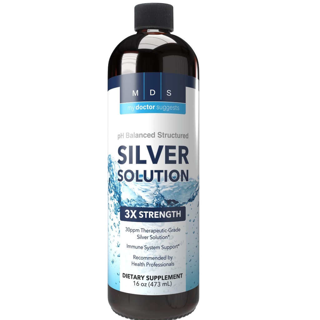 Alkaline Structured Silver Liquid Supplement 30ppm - Immune and Gut Health Support - Extra Strength Structured Collective Silver Mineral Supplements - Made in USA (16 oz)
