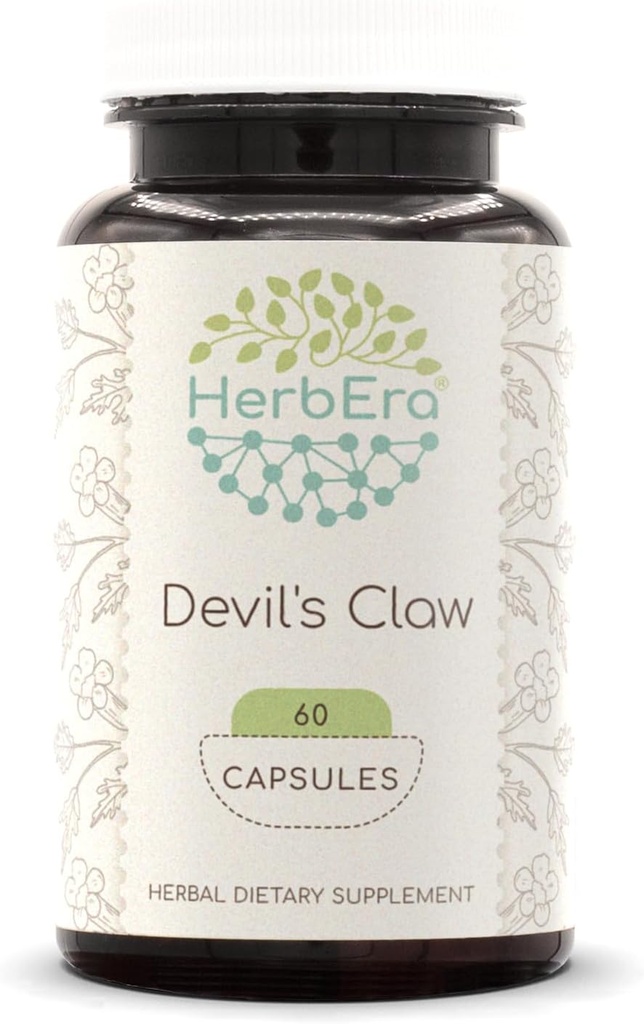 HerbEra Devil's Klauw 60 Capsules, 500 mg, Duivelsklauw (Harpagophytum Procumbens) Gedroogde Wortel (60 capsules)