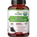 Zazzee USDA Biologische Zwarte Vlierbes 10:1 Extract, 5000 mg Sterkte, 120 Vegan Capsules, 2 Maand Supply, Gestandaardiseerd, Geconcentreerd 10X Extract, 100% Vegetarisch, All-Natural, Niet-GMO, Made in The USA