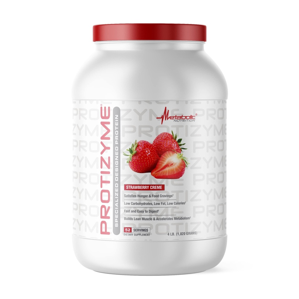 Metabole Voeding, Protizyme, 100% Wei Proteïne Poeder, Hoog Proteïne, Lage Carb, Lage Vet Wei Proteïne, Digestieve Enzymen, 24 Essentiële Vitaminen en Mineralen, 4 Pond (52 ser)
