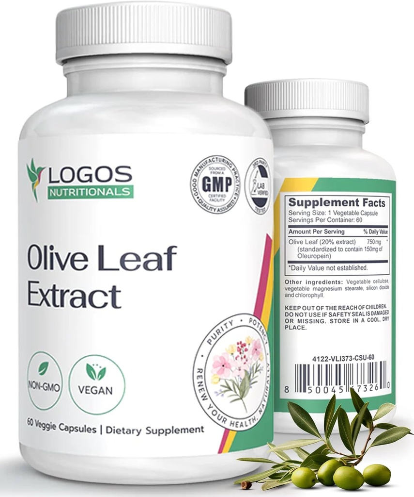 Olive Leaf Extract Capsules - Immune Supplement for Men & Women, Polyphenol and Flavonoid for Overall Wellness - Non-GMO and Vegan Olive Oil Capsules - 60 Count