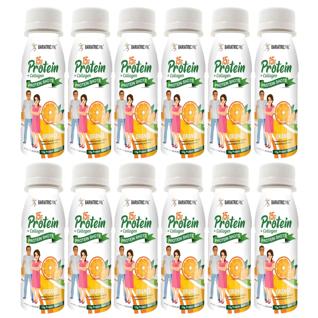 BariatricPal 15g Ready-to-Drink Wei Proteïne & Collageen Shots - Oranje (12 flessen)