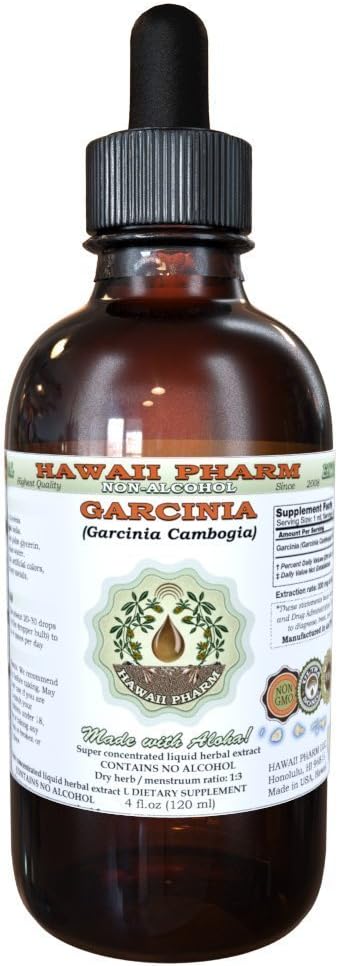 Pure Garcinia Alcoholvrije Liquid Extract, Biologische Garcinia (Garcinia cambogia) Gedroogde Fruit Glycerite Hawaii Pharm Natural Kruidensupplement 2 fl.oz