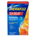 Theraflu Max Strength Daytime Griep Geneeskunde voor Flu Symptoom Relief met Acetaminophen en Dextromethorfan HB, Honey Lemon Flavored - 6 Powder Packets