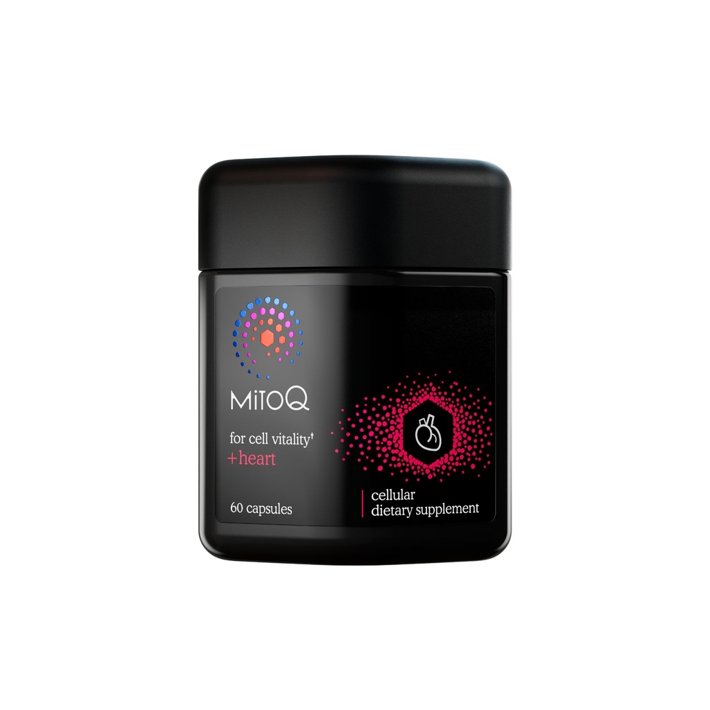 MitoQ + Heart Premium CoQ10 Antioxidant - Bevat Mitochinol Mesylaat, Magnesium, L-Carnitine & Vitamine D3 - Ondersteunt Cardiovasculaire en Circulatoire Gezondheid, & Cell Vitality (60 Capsules)